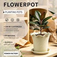 Pot Bunga Plastik PP Berpinggiran Daun Teratai, Sisi Tinggi, Bernapas, Hemat Air, Kapasitas 6.09L, Tahan Lama, Modern Minimalis
