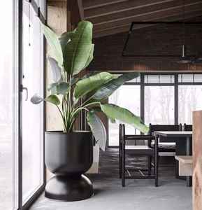 Pots de fleurs en fibre de verre FRP robustes à finition rustique avec trous de drainage, écologiques, légers et décoratifs pour le jardin - Product Image 6