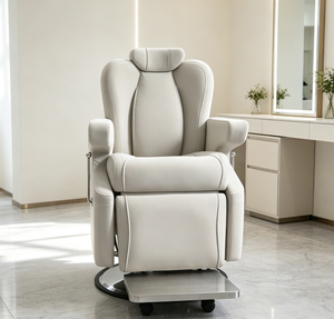 Sillón de Barbería Moderno de Cuero PU, Reclinable, para Salón de Belleza, Color Blanco, Muebles para Estudio de Peluquería - Product Image 5