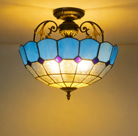 Lampe de restaurant rétro américaine Tiffany, style européen, verre coloré, salon de thé, chambre à coucher, bar français, luminaire suspendu au plafond LED en fer