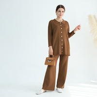 Moyen-Orient Automne Hiver Épaissie Tricot Abaya Pull Ample Pantalon Large Ensemble Deux Pièces