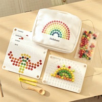 Planche arc-en-ciel en bois Montessori, perles de correspondance des couleurs, cartes de motifs, puzzle de comptage, cadeau de motricité fine pour les tout-petits et les enfants