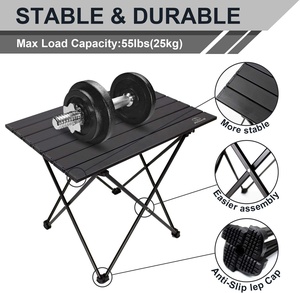 Table de camping pliable moderne en aluminium léger avec sac de transport pour utilisation en extérieur, dans la salle de sport et au parc - Product Image 5