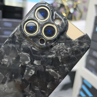 Casing HP iPhone 15 Pro 16 Pro Max Serat Karbon Forged Laris Manis dengan Lapisan Emas dan Warna Ungu