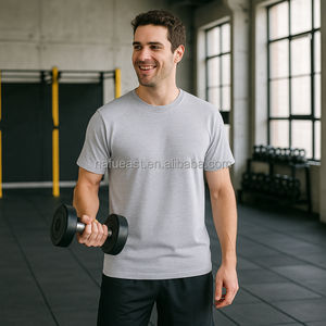 T-shirt di colore grigio poliestere t-shirt da uomo per la fabbrica di base all'ingrosso grande per la sublimazione - Product Image 3
