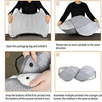 Nouveau design Evernew : Tunnel-lit pour chat en feutre rayé, pliable, avec housse amovible et lavable, luxe, haute qualité, tendance, léger
