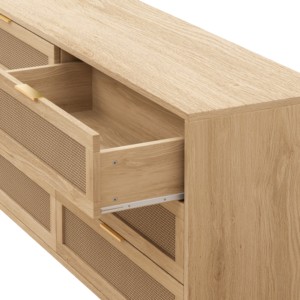 6-<b>Drawer</b> Modern Wood Storage Cabinet with White <b>Drawer</b> <b>Slides</b> Home Furniture for Bedroom and Living Room - Product Image 3