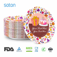 Assiettes en papier jetables personnalisées pour fête d'anniversaire, écologiques, rondes, pour gâteaux et desserts, pack de vaisselle pour enfants