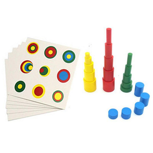 Set di Blocchi di Costruzione in Legno Montessori, 4 Diversi Giocattoli Educativi Colorati per <span class=keywords><strong>Matematica</strong></span>, Regalo per l'Apprendimento Precoce dei Bambini in Età Prescolare - Product Image 1