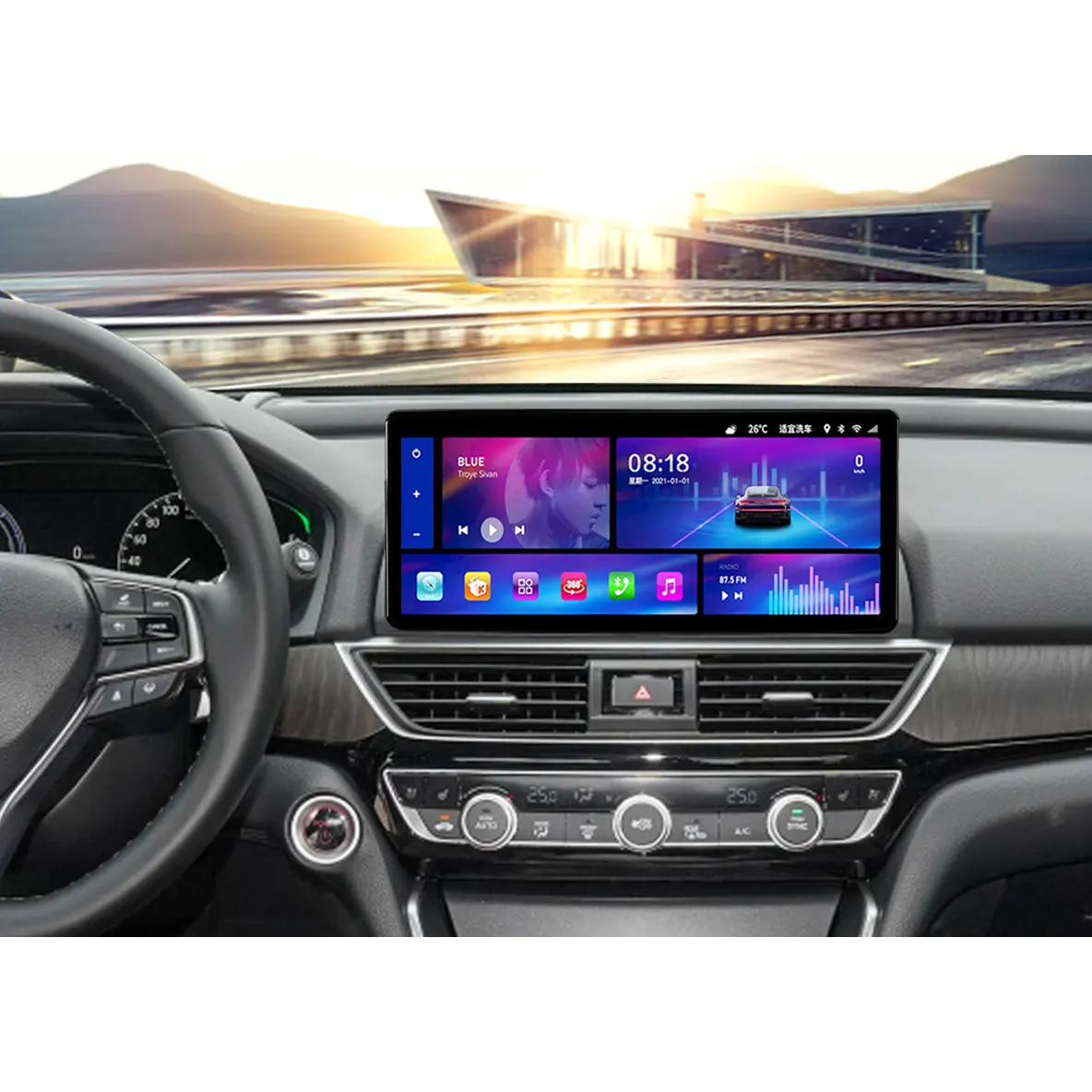 12.3 אינץ' מסך QLED בתא רדיו לרכב להונדה אקורד 8 2018-2022 אנדרואיד אוקטה ליבות לרכב סטריאו DVD GPS ניווט לרכב