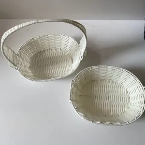 Custom Factory Wholesale Natural Wicker Hand-Woven White Flower storage baskets Fruit Baskets Gift Baskets For Gifts Wicker