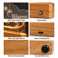 Lampe en acrylique personnalisée avec détecteur de mouvement du crépuscule à l'aube, design personnalisé, lumière blanche chaude, base en bois, cadeau