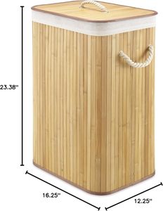 Rectangle Folding Eco-Friendly Bamboo Laundry Hamper & <b>Basket</b> <b>Large</b> Space Foldable Multifunction <b>Storage</b> - Product Image 4