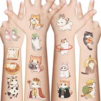 Autocollants de tatouage imperméables en gros, motifs animaux mignons (chats, chatons) pour enfants, filles, bébés, fournitures de décoration pour fêtes et festivals