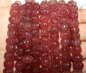 AA Quality strawberry quartz carved roundels 40 cm strand 7-11 MM Size approx - Product Image 3