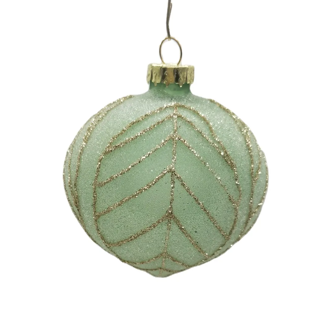 Лидер продаж от производителя, рождественские украшения, зеленый Рождественский стеклянный шар в форме лука, 8 см, 80 мм, подвесной шар для праздничного украшения