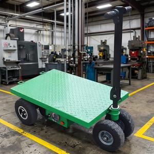 Carretilla Eléctrica de Plataforma Verde de Acero 1200x800mm, Carro Industrial Móvil de Cuatro Ruedas con Acabado de Recubrimiento en Polvo - Product Image 1