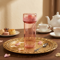 Bouteille d'eau portable Aiyinmei style Instagram en PP, mignonne et créative, unisexe, pour adultes et étudiants, avec couvercle à ressort et verrouillage sécurisé