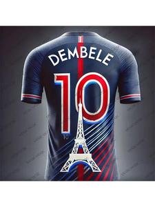 Maillot de football Dembélé n°10, tenue d'entraînement unisexe, maillot d'entraînement surdimensionné, respirant, enfants/adultes - Product Image 2