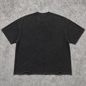 Camiseta Gráfica Desgastada para Hombre, Estilo Vintage, de Algodón Grueso, con Bajo sin Rematar, Personalizada por Hongguan - Product Image 3
