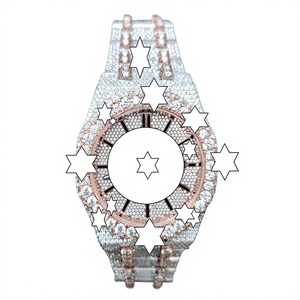 Montre mécanique de luxe pour homme, style antique, sertie de moissanite VVS, analogique, en acier inoxydable, verre, fournisseur indien direct - Product Image 1