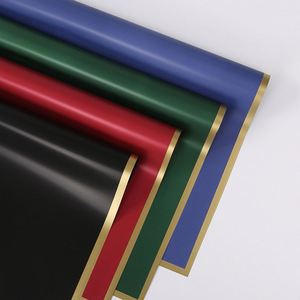 Papier d'emballage de luxe 58*58cm/pièce, motif floral, cadre doré bronze imprimé, papier cadeau pour fleuriste - Product Image 2