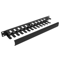 Pengatur Kabel Horizontal 1U, Pengatur Kabel Rak untuk Kabinet Jaringan Server 19 Inci dengan 12 Slot Jari-jari Besar