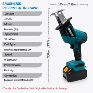 สำหรับ <span class=keywords><strong>Makita</strong></span> <span class=keywords><strong>เลื่อย</strong></span>ไฟฟ้าแบบใช้มือถือแบตเตอรี่18V สำหรับใช้ในสวน<span class=keywords><strong>เลื่อย</strong></span>ไฟฟ้าแบบไม่มีแปรงถ่านสำหรับอุตสาหกรรม - Product Image 3