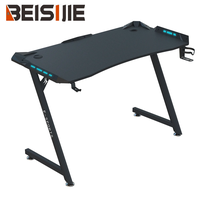 Table de jeu BEISIJIE, plateau en MDF de 15 mm, éclairage LED RVB, pieds en acier de 1,0 mm, structure en Z, support en acier inoxydable, porte-gobelet Z-9
