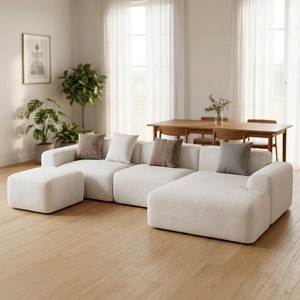 Canapé modulaire sectionnel en velours en forme de L, 3 places, pour salon et atelier, canapé compressé - Product Image 3