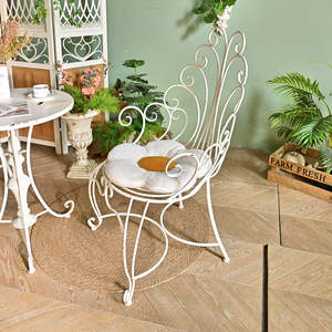 INNOVA HOME Eco Friendly Handmade White <b>Metal</b> High Back Dining <b>Chair</b> European Rustic Style Modern Home Furniture for Apartment - Product Image 1