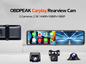 Xe gương chiếu hậu 11.26 inch 3 máy ảnh 2.5K Dash Cam vòng lặp ghi lại ứng dụng điều khiển AUX Carplay Android Auto tầm nhìn ban đêm - Product Image 2