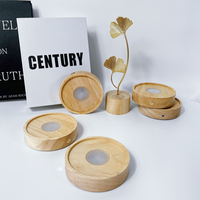 Capteur tactile de lumière LED rechargeable par USB Base d'affichage en bois Support de lampe en bois massif pour verre cristal Résine acrylique Plug-In
