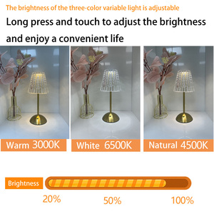 High Quality Desk Lamp LED Retro Metal Table Light USB Rechargeable Cordless <strong>Crystal</strong> Table Lamp for Bedroom Living Room Bar - Product Image 5