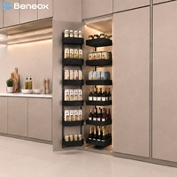 Lemari Penyimpanan Dapur Tinggi Modern Beneox dari Logam, Organizer untuk Makanan, Minuman, Camilan, dan Barang Kaleng di Lemari