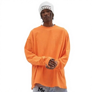 Camiseta Unisex de Manga Larga y Cuello Redondo de Algodón Peinado de 280g, Color Sólido, Ajuste Holgado, Alta Fijación del Color, Éxito de Ventas Transfronterizo - Product Image 1