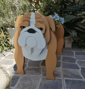 Vaso per Fiori a Forma di Cane Bulldog Inglese, Fioriera Artistica per Decorazione di Giardini e Cortili - Product Image 1
