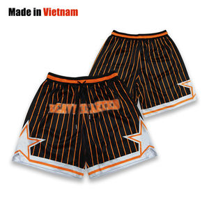 OEM personalizado de fábrica de Vietnam negro naranja retro estilo clásico ropa de calle pantalones cortos de baloncesto - Product Image 6