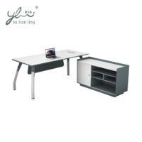 Bureau de direction moderne en bois de luxe en forme de L avec armoire mobile, ensemble de mobilier de bureau, bureau de direction
