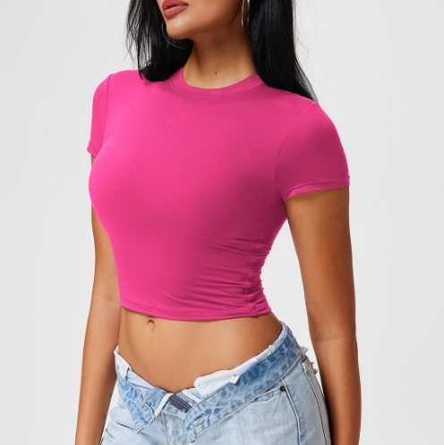 Women's Breathable Fitness Tops Women's Versatile Fitness T-Shirt High-Stretch Slim-Fit Cropped Workout Top for Yoga & Pilates