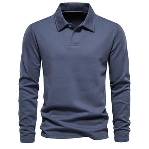 Venta caliente <span class=keywords><strong>Polo</strong></span> Casual Nuevo Bordado Manga Larga Turn Over Collar Colores Sólidos Hombres <span class=keywords><strong>Polo</strong></span> Camisetas para Hombres - Product Image 1