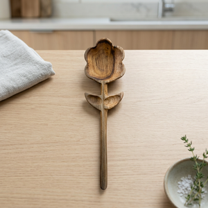 Bali Bohemian <b>Gold</b> Plated Mirror Polish Wooden Coffee <b>Serving</b> <b>Spoon</b> with Long Handle Eco-Friendly & Anti-Slip for Kitchen Use - Product Image 1