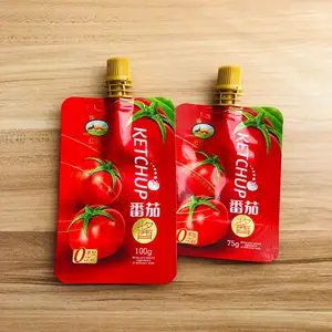 Aluminum Foil Pouch Food-grade Tomato Sauce Packaging Plastic Food PE Stand up Pouch Gravure Printing Barrier Spout Top Accept