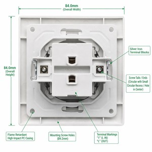 Bouton de sonnette européen Kolani, norme européenne, blanc brillant, 16AX 250V, bouton de sonnette de porte en PC ignifuge - Product Image 3