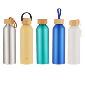 Nouvel Arrivage – Bouteilles d'eau sportives en aluminium avec logo de marque et couvercle en bambou, idéales pour les promotions – Prix usine - Product Image 1