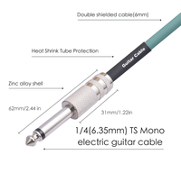 Câbles d'instruments, cordon de guitare électrique, 1/4 pouce droit, prise mono TS 6,35 mm, câble de connexion pour guitare, basse, batterie, appareil audio