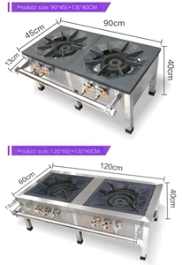 موقد غاز طبيعي/غاز البترول المسال تجاري منخفض الارتفاع من الفولاذ المقاوم للصدأ من لايرو بتصميم مزدوج ثلاثي الحلقات وعالي الطاقة - Product Image 5