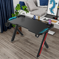 Usine en gros 120cm noir ergonomique PC bureau d'ordinateur en Fiber de carbone ESports nouveau bureau de jeu avec porte-gobelet LED matériau métallique