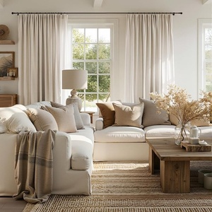 Cortina Ecológica de Tela de Poliéster/Lino, Elegante, con Bloqueo Total de Luz, Reductora de Ruido, de Alta Calidad y Nuevo Diseño para Sala de Estar - Product Image 4