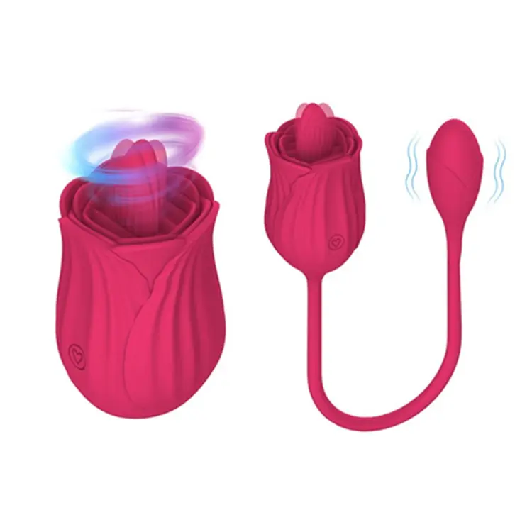 Rose Shaped Toys Women G Spot Nipple Clitoral Stimulator OEM 10 Vibration Modes Rose Tongue Licking Vibrator